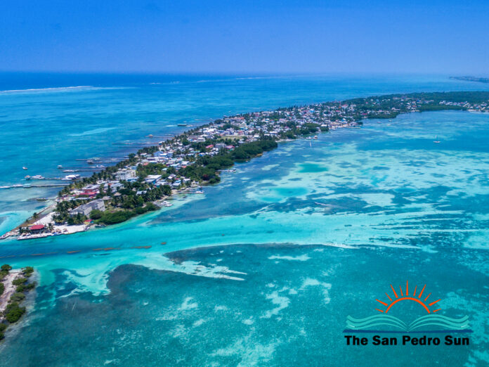 Luftbild von Caye Caulker, Belize