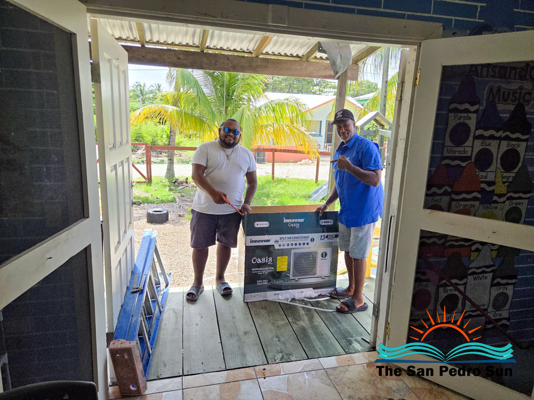 Rotary Club of Ambergris Caye assists island preschool with air-conditioning unit