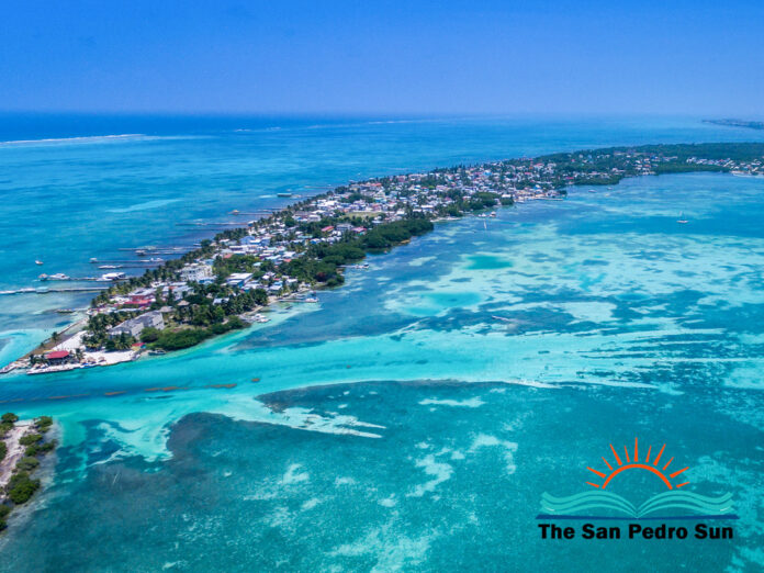 Luftbild von Caye Caulker, Belize