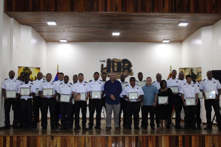 Long-service award recipients pictured in the San Pedro Sun’s release
